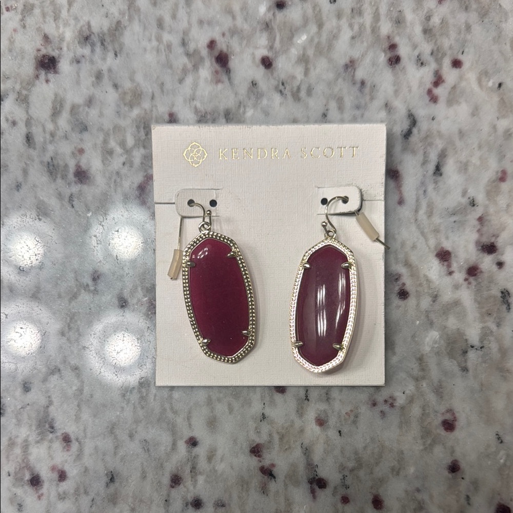 Kendra Scott Maroon Hexagonal Earrings